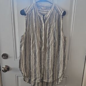 Lucky Brand Black and White Striped Button-Down Shirt